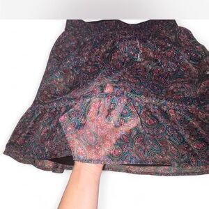 Paisley Sparkle Skirt, Tiered Ruffle‎ Hem, Festival Party, Bohemian Style